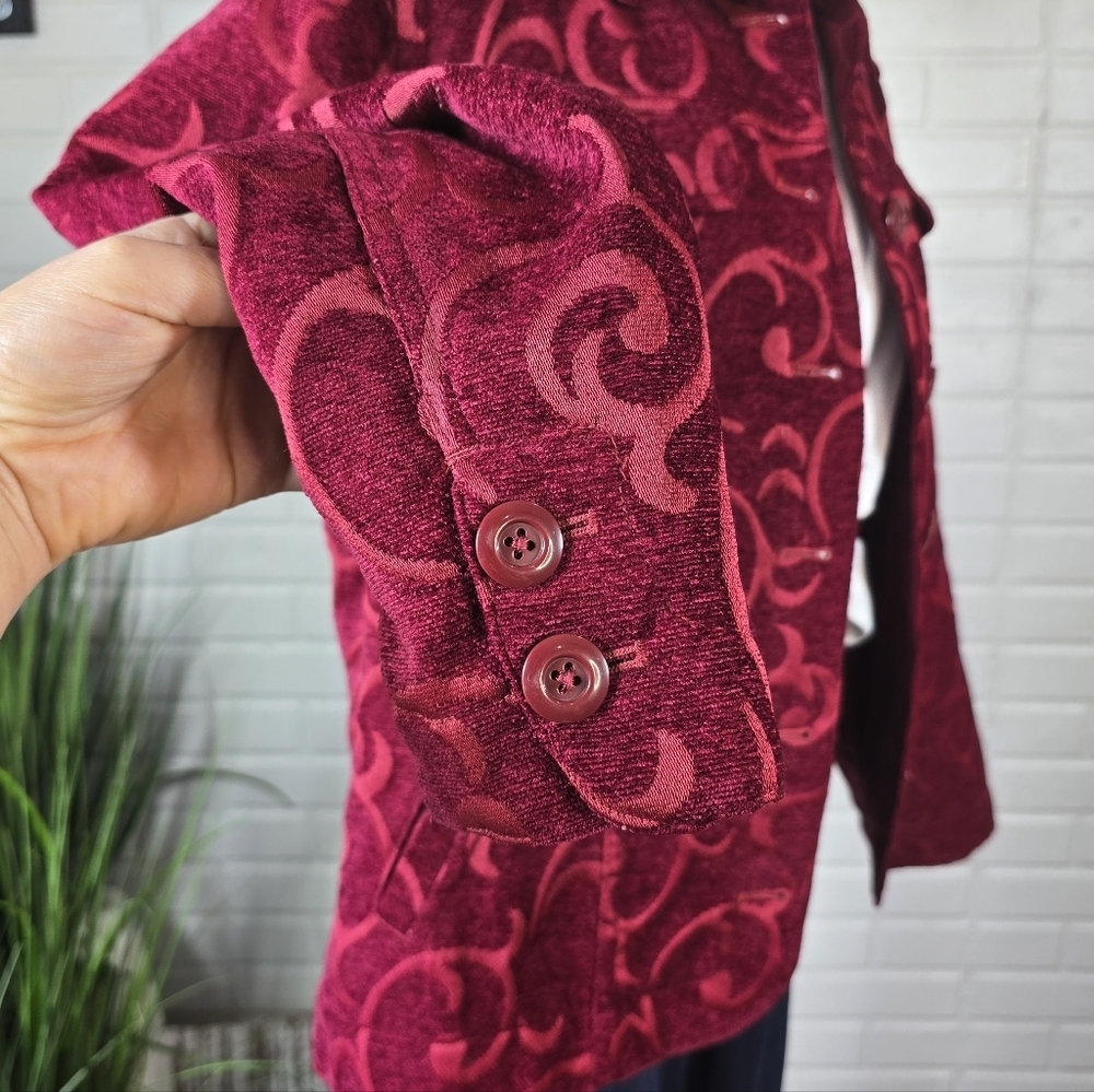 Croft And Barrow Red Patterned Jacket Button Up Medium - Picture 8 of 12